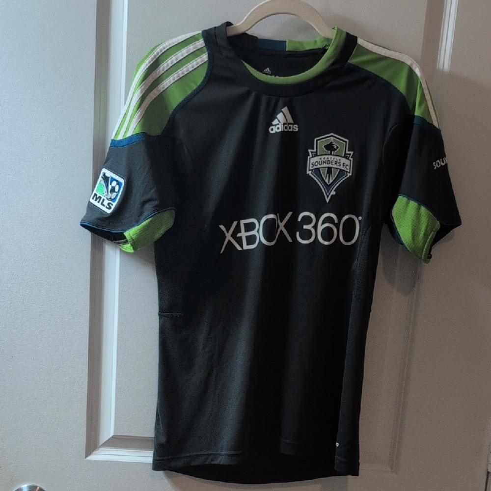 Adidas Black and Lime Green Soccer Jersey